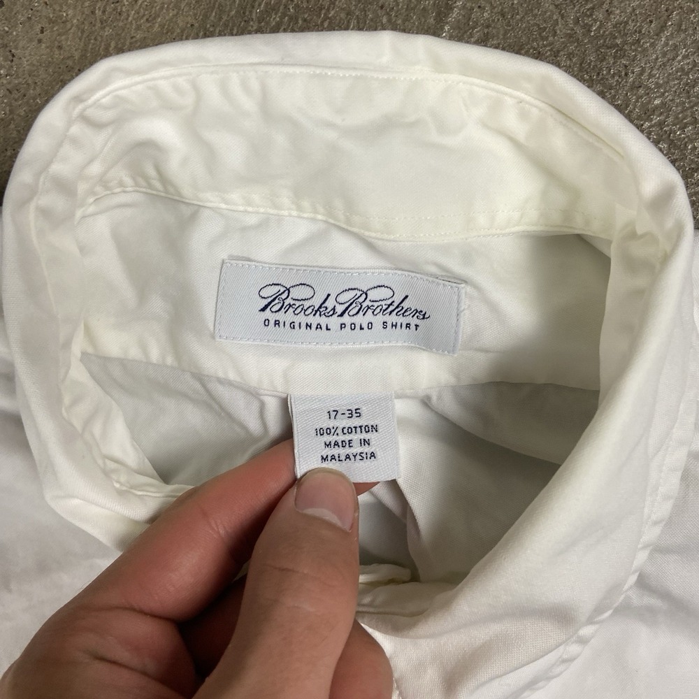 Vintage 90s Brooks Brothers Dress Shirt Size 17-35 White Long Sleeve Original - Picture 3 of 6